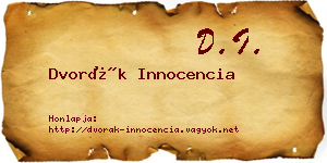 Dvorák Innocencia névjegykártya